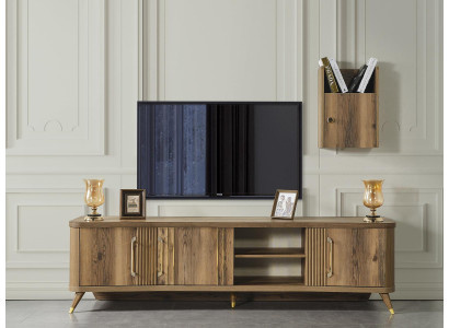 Commode Meuble de télévision Table de télévision Étagère murale Commode + Étagère murale Bois Design moderne Neuf