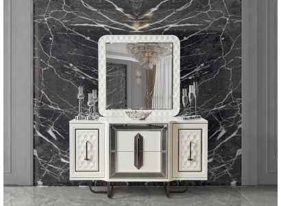 Buffet blanc Commode Consoles Table Miroir 2 pièces. Armoires à tiroirs, bahuts