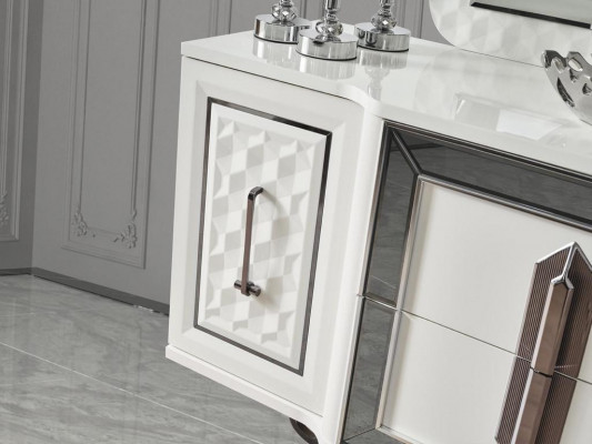 Buffet blanc Commode Consoles Table Miroir 2 pièces. Armoires à tiroirs, bahuts