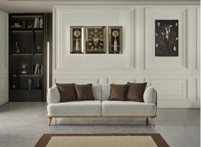 Canapé 2 places Gris Élégant, Moderne, Design de Luxe en Bois Tissu d'Ameublement nouveau