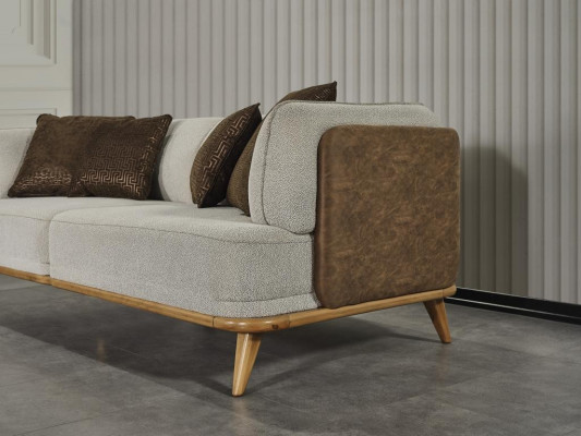 Canapé 2 places Gris Élégant, Moderne, Design de Luxe en Bois Tissu d'Ameublement nouveau