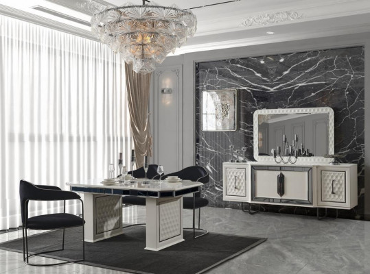Table à manger beige Design Tables Table de luxe extensible Meubles Salle à manger Meubles