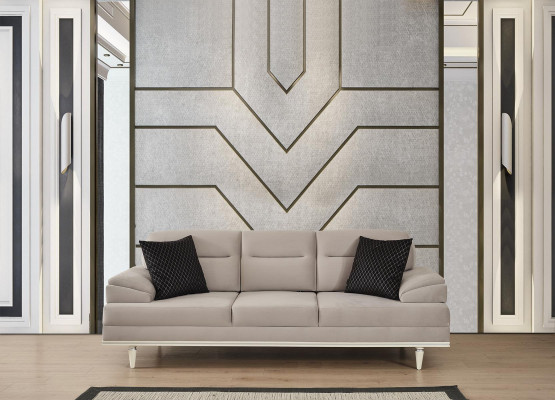 Canapé moderne beige Ensemble de salon Design Tissu Canapé Canapés Canapés 3 places