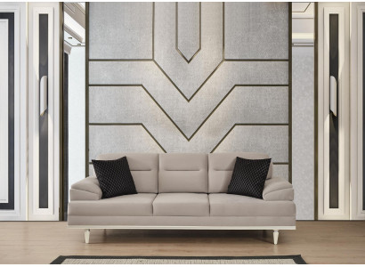 Canapé moderne beige Ensemble de salon Design Tissu Canapé Canapés Canapés 3 places