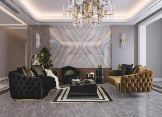 Tissu doré 3 places Canapé en tissu Marron Canapé rembourré Canapés Canapés Mobilier