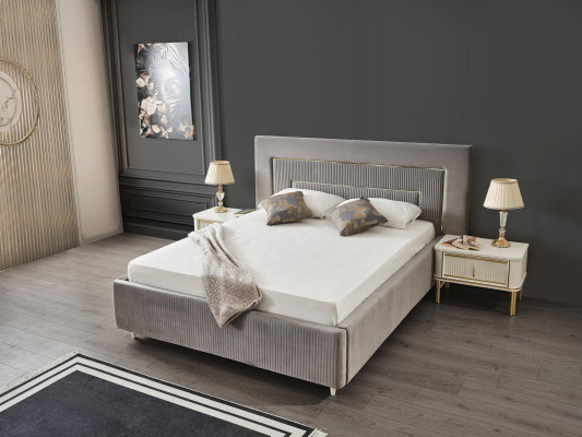 Lit Lit capitonné Lit de luxe Chambre à coucher Design Lits Textile Bois Cadre de lit nouveau