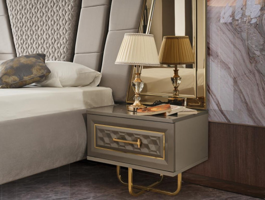 Table de chevet de chambre de luxe Lits Lit 3pcs Ensemble complet Design Ameublement