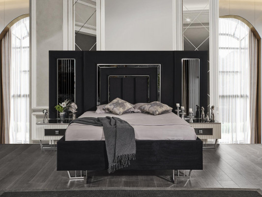 Chambre Lit 2x Tables de chevet Lits de luxe Ensemble complet de meubles de design 3 pièces