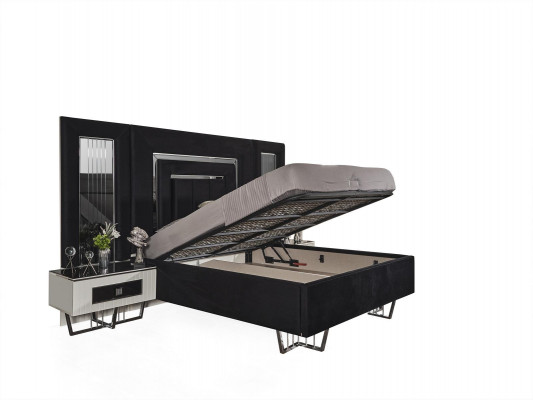 Chambre Lit 2x Tables de chevet Lits de luxe Ensemble complet de meubles de design 3 pièces