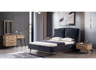 Ensemble de chambre à coucher moderne de luxe en 4 pièces lit 2 tables de chevet commode INCLUSE