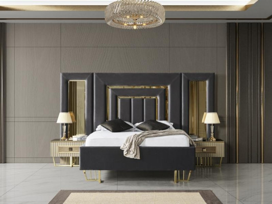 Villas Chambre Lit Lit double 2x Tables de chevet Commode Miroir Mobilier