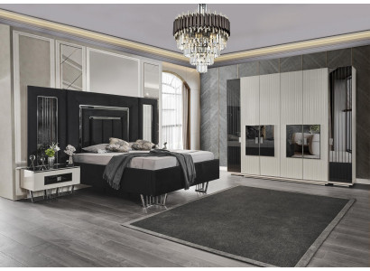 Chambre à coucher Ensemble de 2 tables de chevet Armoire Chambre complète Mobilier de lit 4 pièces