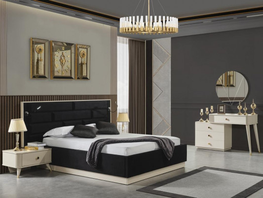 Chambre de luxe Table de chevet Lits Lit 3 pièces. Ensemble complet Mobilier de design