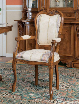 Chaise de salle à manger en bois de luxe avec accoudoirs de l'usine italienne.