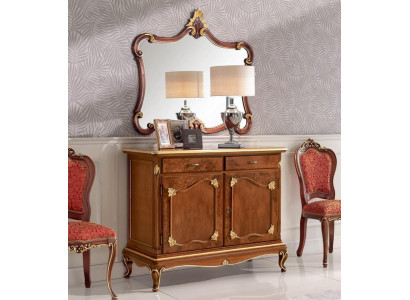 Buffet Commode Miroir Commode Tiroirs Bois Art Déco Design de Luxe Ensemble 2 pièces