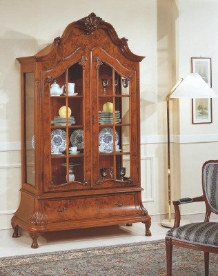 Vitrines en verre Armoires de salle de séjour Meubles Marron Vitrine Classique Armoire Italienne