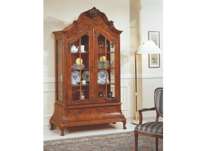 Vitrines en verre Armoires de salle de séjour Meubles Marron Vitrine Classique Armoire Italienne