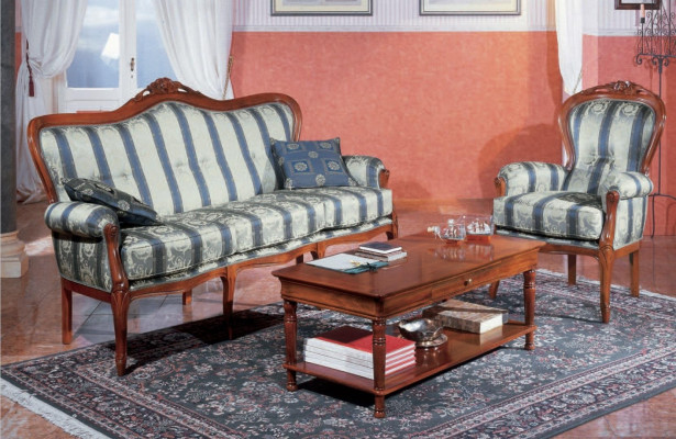 Ensemble de canapé classique Canapé 3+1 places Canapés Meubles italiens en textile