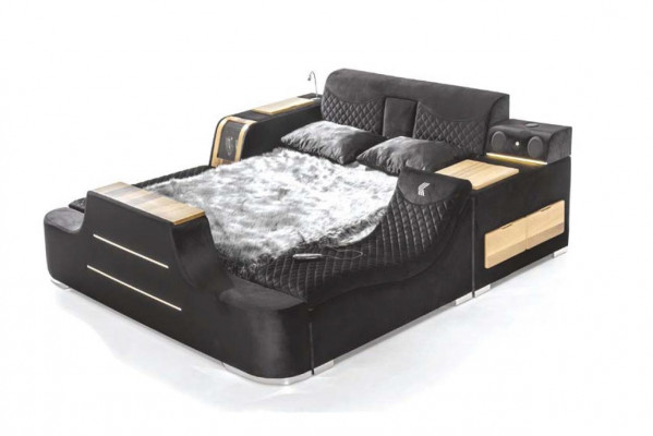 Lit de luxe avec fauteuil de massage Lit multifonction Rembourrage textile de luxe
