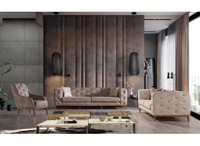 Canapé en tissu Chesterfield design Canapés ensemble de canapés modernes 3+3+1 Set