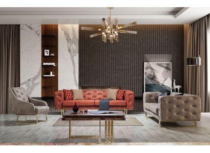 Canapé Chesterfield Coloré Ensemble de canapés 3+3+1 Mobilier en textile
