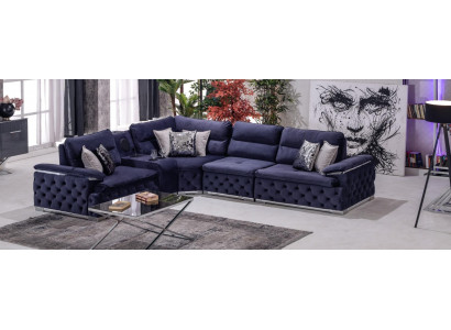 Canapé d'angle en tissu de design style moderne en forme de L pour salon Groupe de meubles rembourrés.