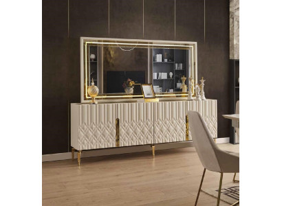 xxl Bahut Commode avec Miroir Bahuts en bois Commodes Meubles 2 pièces