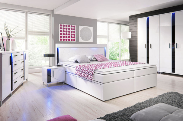 Ensemble de chambre à coucher Design Armoire complète Lit Commode Table de chevet