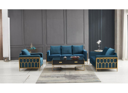 Canapé bleu en acier inoxydable 3+2 places Canapés rembourrés Modern Living room Sofas