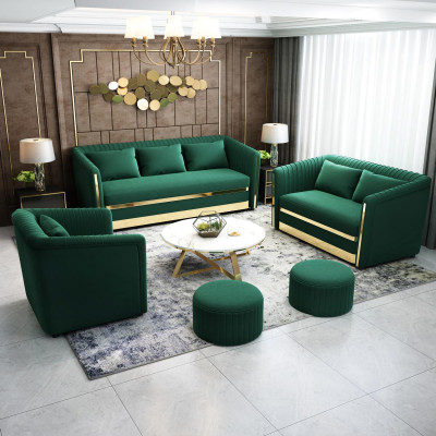 Canapé design vert à deux places, xxl, grand canapé, tissu en cuir.