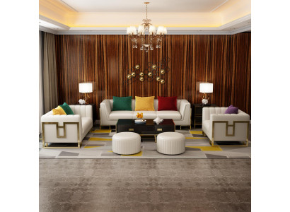 Ensemble de canapés Set Big Set 3+1 places Canapé en cuir Suite Canapé design Canapés