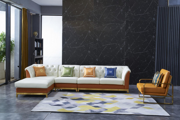 Design Sofa Canapé Canapé d'angle Tabouret de luxe Suite de rembourrage Paysage de vie