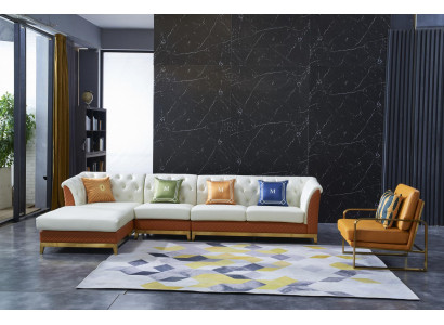Design Sofa Canapé Canapé d'angle Tabouret de luxe Suite de rembourrage Paysage de vie