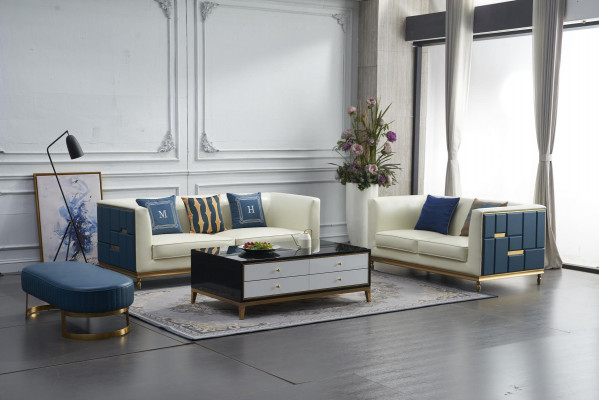 Ensemble de canapé 3+2 places Table d'appoint Table basse Tabouret 4 pièces. Salon