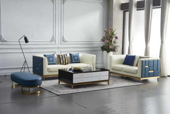 Ensemble de canapé 3+2 places Table d'appoint Table basse Tabouret 4 pièces. Salon