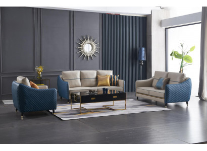 Design classique Chesterfield Big xxl Canapé 3 places en cuir et tissu