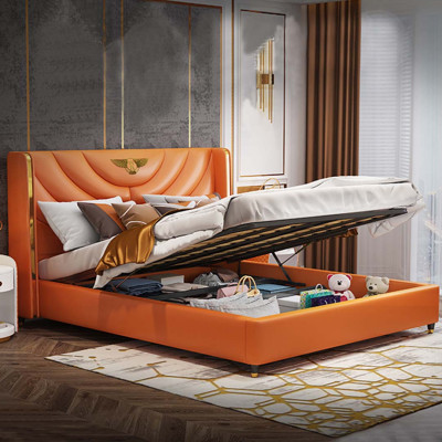 Chambre Lit Tables de chevet 3 pièces. Ensemble Design Lits de luxe Bois Lit double neuve