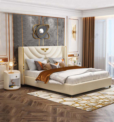 Bois de design Lit Double Luxe Mariage Hôtel Cadre Moderne Chambre de Sommeil