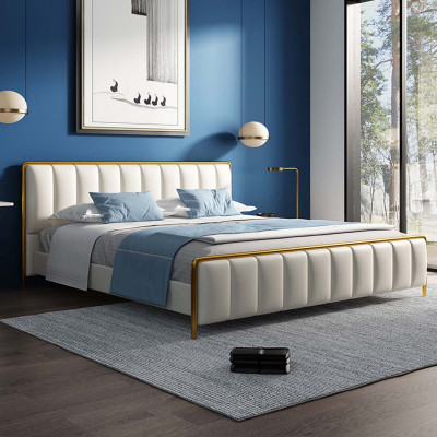 Design Lit double Lit en cuir Lits Lit en cuir Chambre à coucher Rembourrage Mariage 180x200
