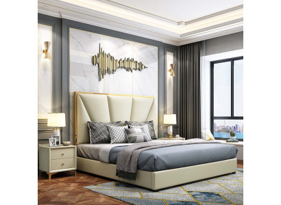 Lit Ensemble de chambre à coucher, design Mobilier de luxe Lits décoratifs 2x Table de chevet 3 pièces