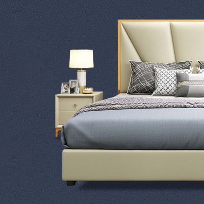 Lit Ensemble de chambre à coucher, design Mobilier de luxe Lits décoratifs 2x Table de chevet 3 pièces