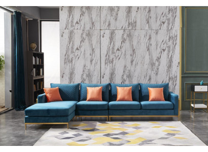 Paysage de vie Canapé d'angle en forme de L Fauteuil Ensemble de décoration Suite de canapé moderne en cuir neuf