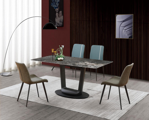 Table de luxe Table à manger Tables Design en acier inoxydable Meubles Salle à manger 180x90