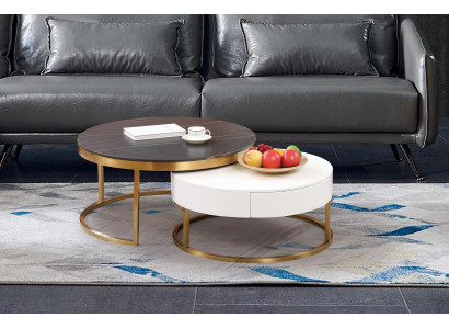 Ensemble de 2 tables basses, table d'appoint, table décorative de designer pour salon.