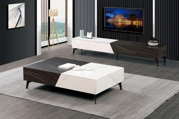 Table en bois Table basse Table d'appoint Canapé Design Salon brillant 130x80