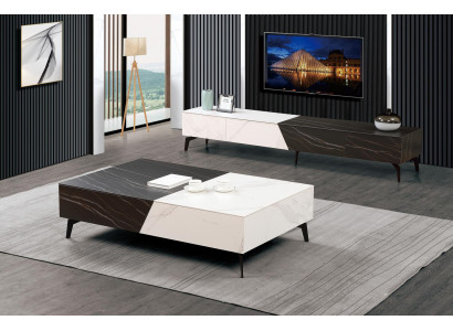 Table en bois Table basse Table d'appoint Canapé Design Salon brillant 130x80