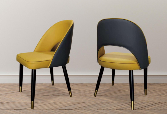 Fauteuil Chaise 1x Salle à manger TV Siège Moderne Chaise Rembourrée Jaune