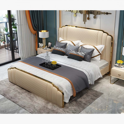 Literie de lit de luxe de conception de rembourrage de lit double de l'hôtel Mariage Chambre de sommeil 180x200cm