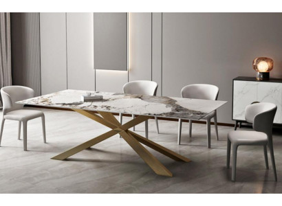 Conception de tables de vie pour salle à manger 180x90cm Table de salle à manger en acier inoxydable avec pieds en X.