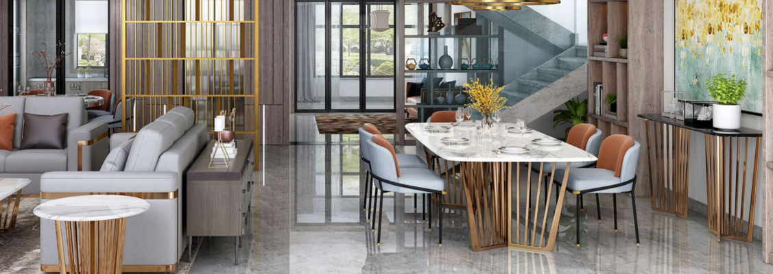 Salle à manger Salon en acier inoxydable Tables de design 180x90cm Meubles de luxe Table à manger Table